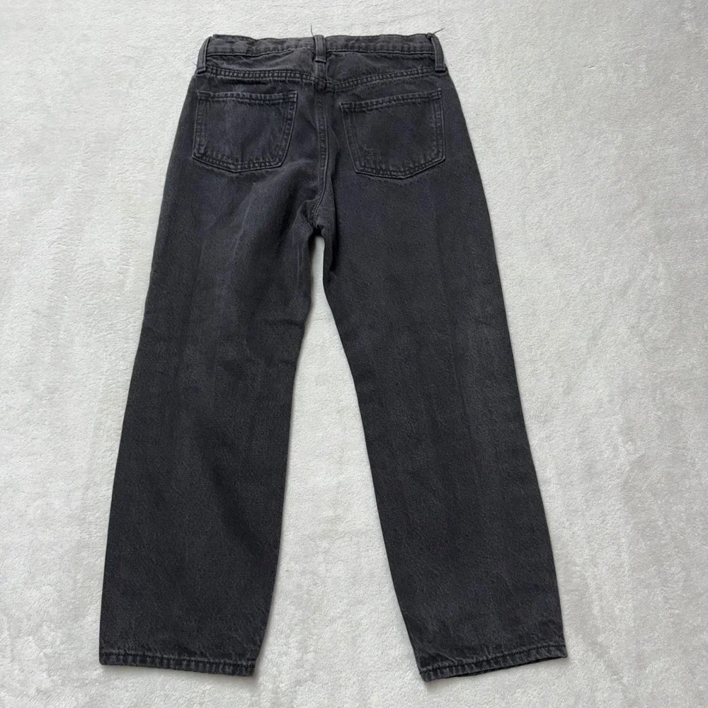 Old Navy Kids Slouchy Straight High Rise Distressed Black Jeans Tough 10